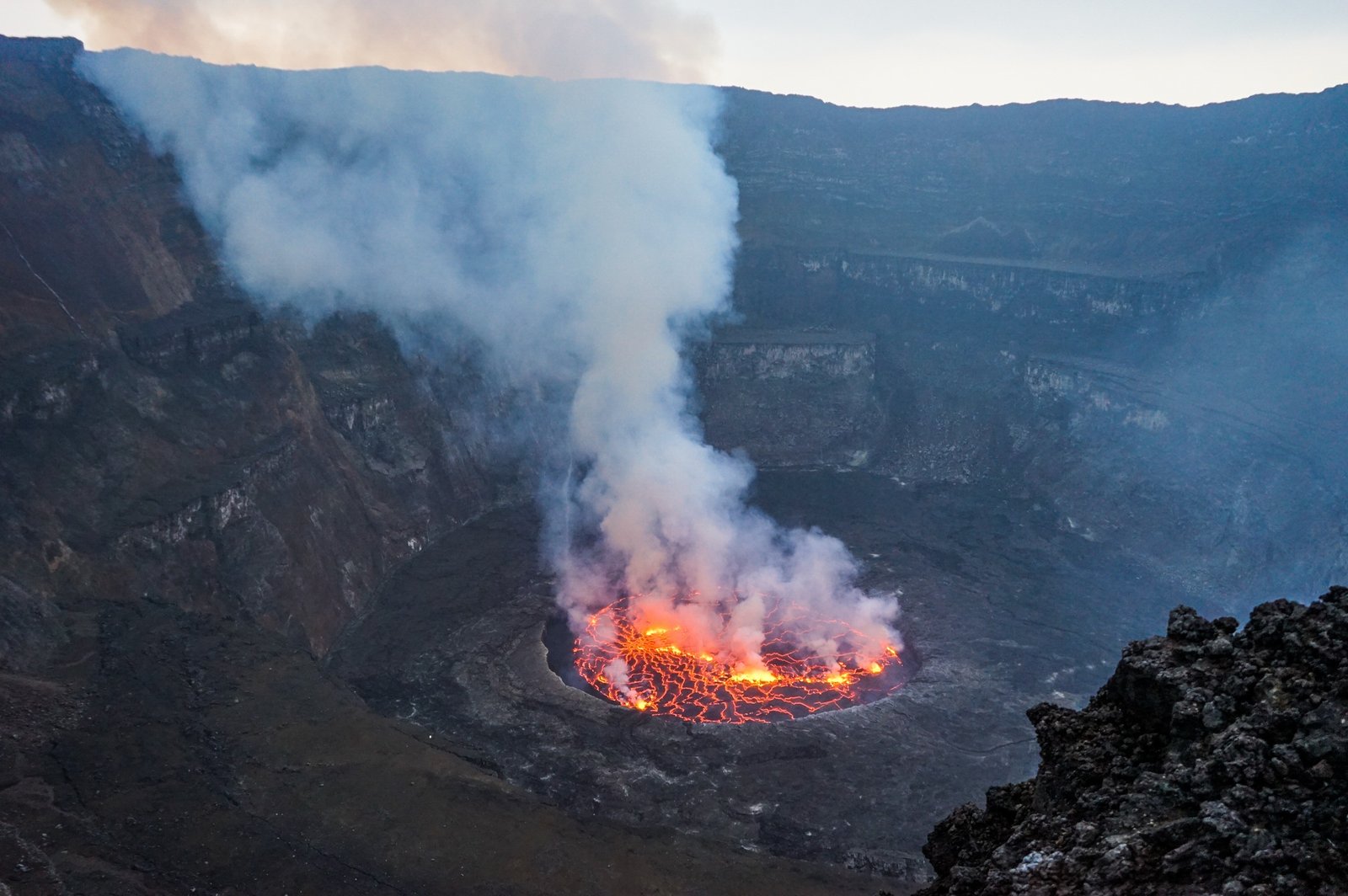 Mount Nyiragongo Active Lava Crater
